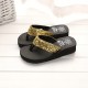 Women's Sequins Flip Flops, Fashion Lightweight Summer Slide Shoes, Casual Outdoor Beach Wedge Slides