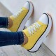 Women's Platform Canvas Sneakers, Solid Color Lace Up Low Top Trainers, Casualall-Match Walking Shoes