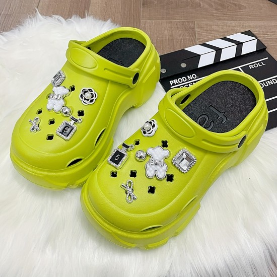 Women's Rhinestone Decor Clogs, Casual Hollow Out Design Garden Shoes, Comfortable Slip On Shoes