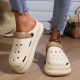 Women's Platform EVA Clogs, Solid Color Closed Toe Hollow Out Design Slides, Breathable Outdoor Sandals