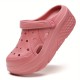 Women's Solid Color Platform Clogs, Casual Hollow Out Design Garden Shoes, Comfortable Slip On Shoes