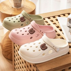 Cute Cartoon Decor Clogs, Slip On Soft Sole Platform Non-slip Slides, Casual Summer EVA Beach Shoes
