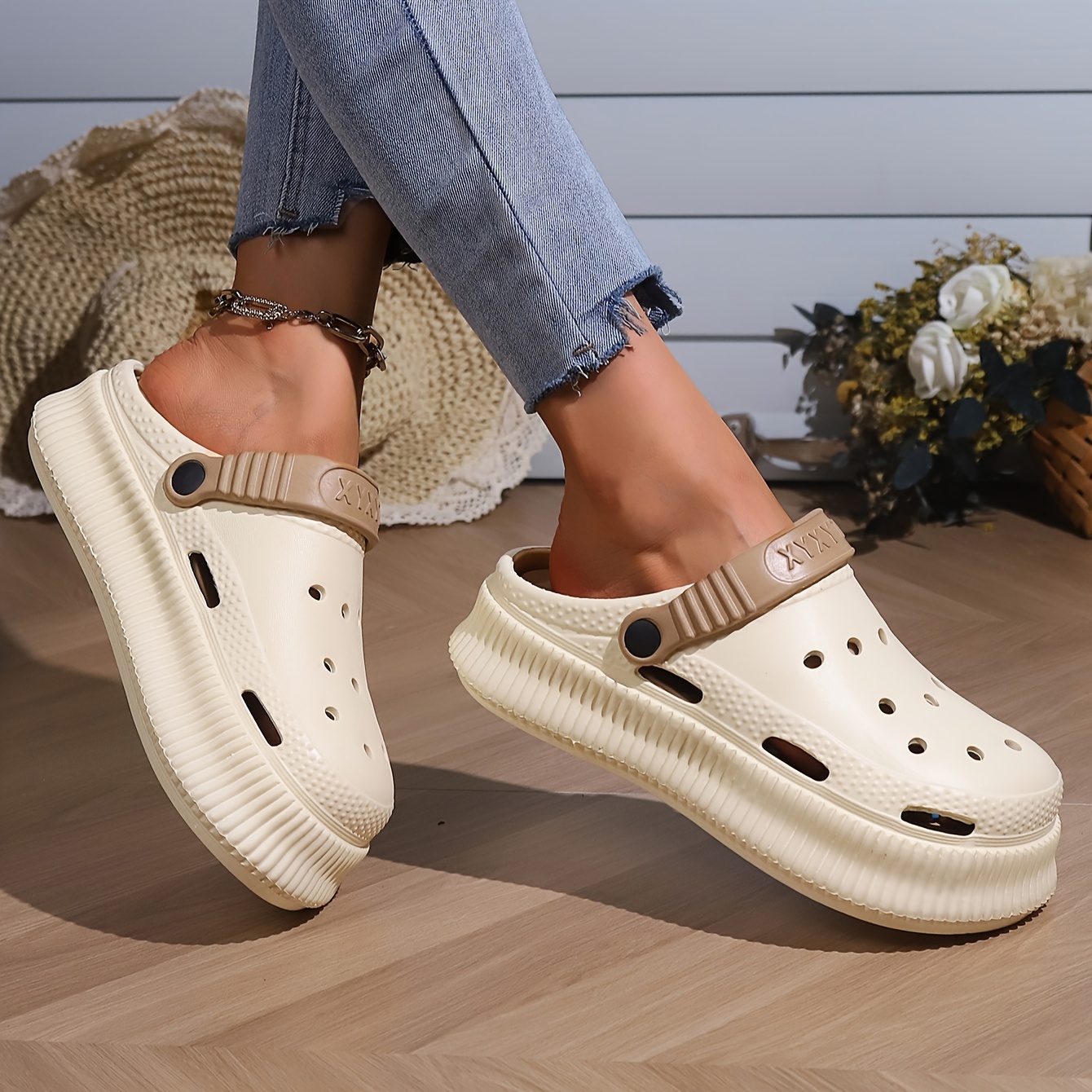 womens hollow out design clogs lightweight closed toe slip on shoes womens casual walking shoes details 8