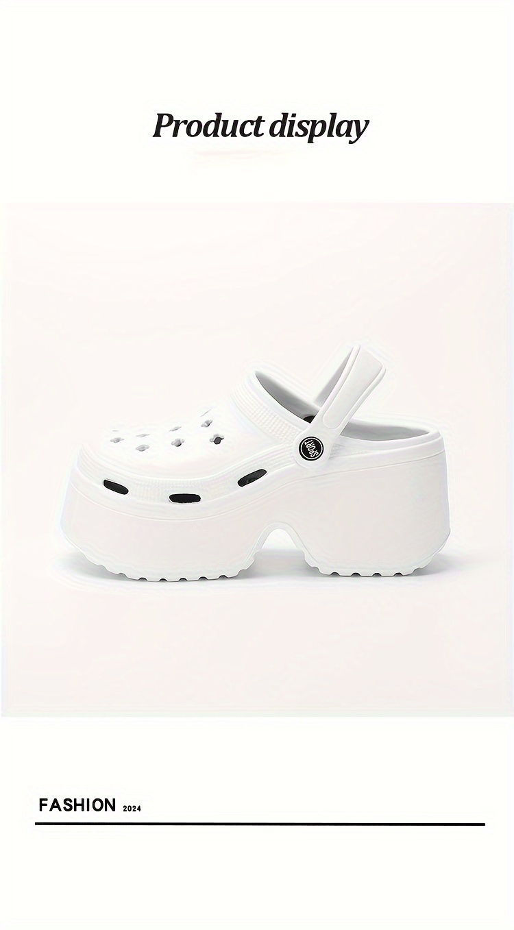 womens solid color clogs casual hollow out design garden shoes comfortable slip on shoes details 4