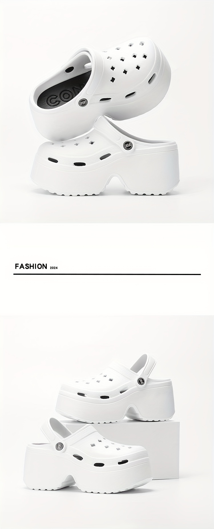 womens solid color clogs casual hollow out design garden shoes comfortable slip on shoes details 5