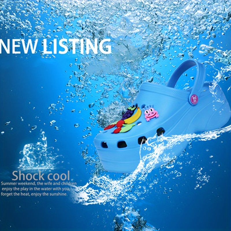 womens trendy platform clogs cute cartoon decor hollow out slide sandals fashion outdoor beach garden shoes details 0