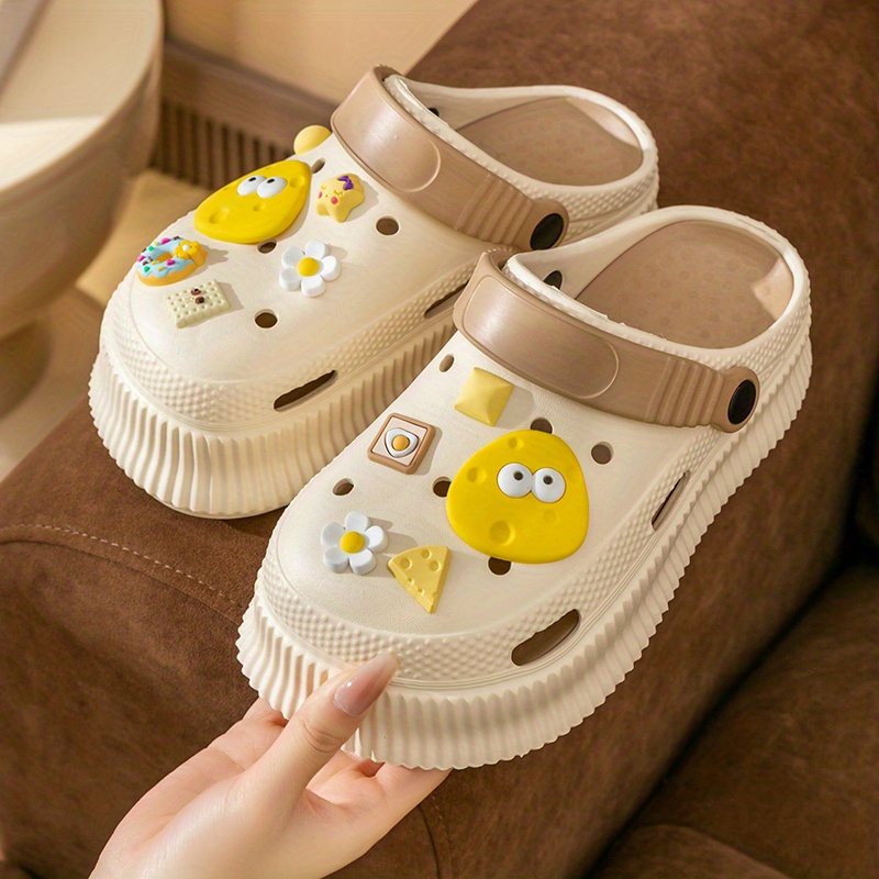 womens cute cartoon platform clogs trendy hollow out eva slide shoes indoor outdoor beach garden sandals details 0