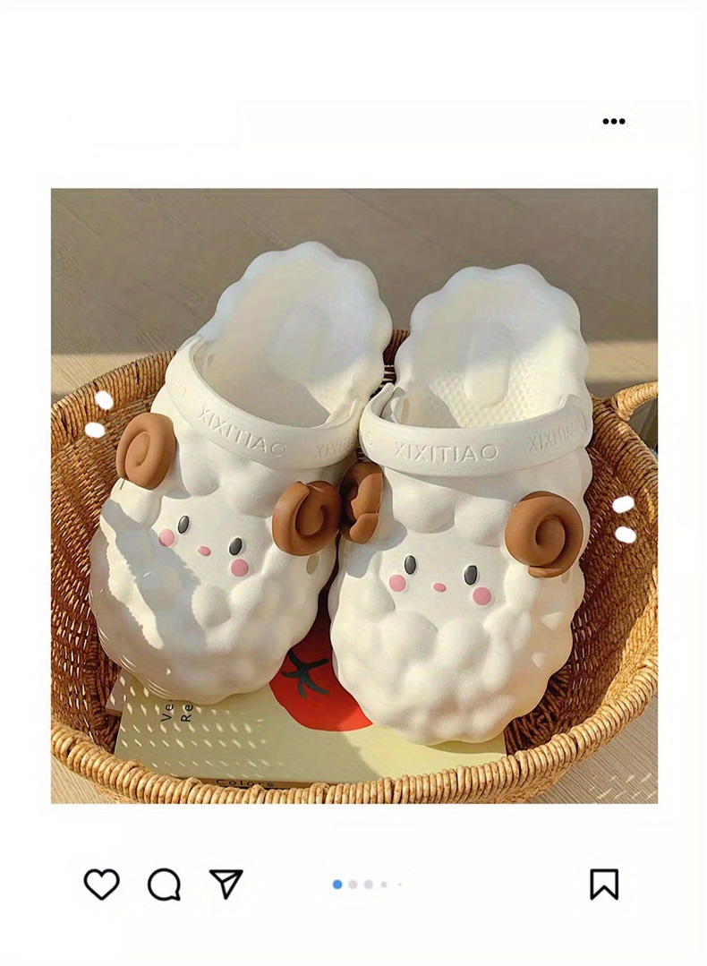 womens kawaii lamb design mules casual slip on soft sole shoes lightweight summer shoes details 0