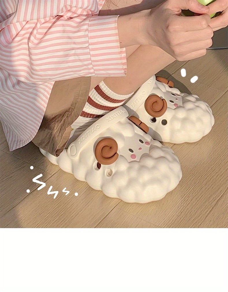 womens kawaii lamb design mules casual slip on soft sole shoes lightweight summer shoes details 2