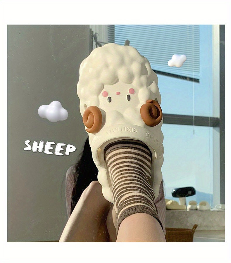 womens kawaii lamb design mules casual slip on soft sole shoes lightweight summer shoes details 5