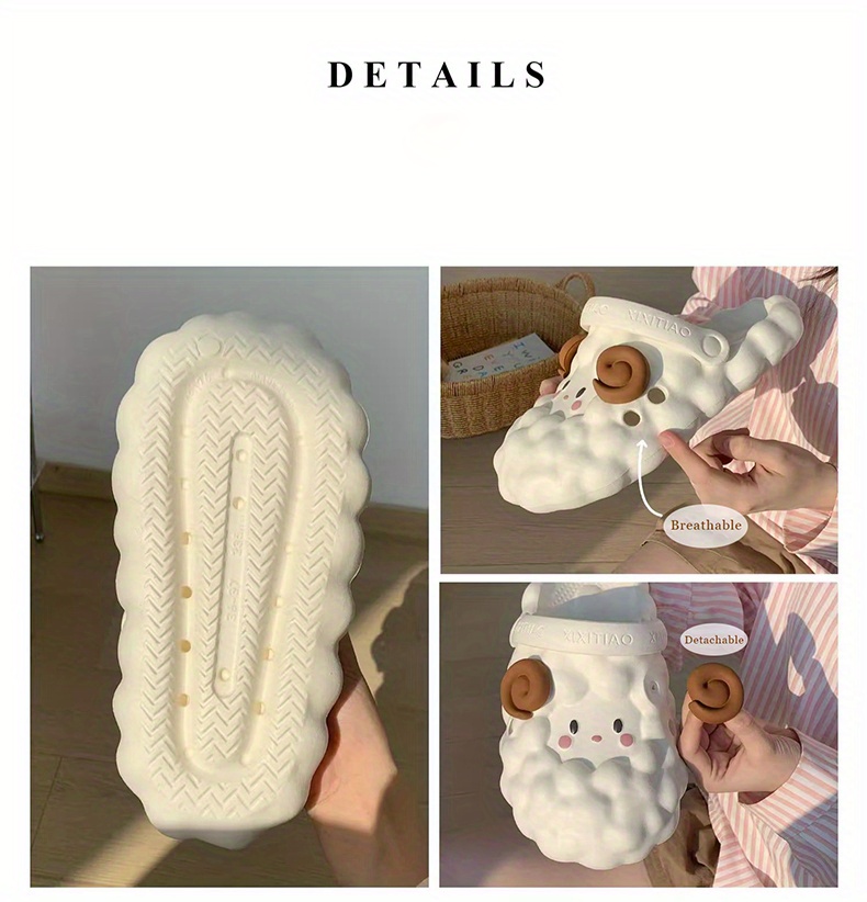 womens kawaii lamb design mules casual slip on soft sole shoes lightweight summer shoes details 6