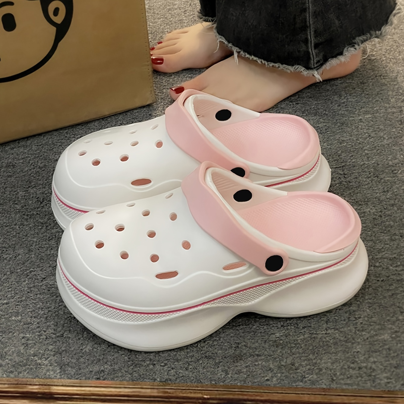 womens solid color pillow clogs slip on soft sole platform casual summer slides versatile non slip garden shoes details 1