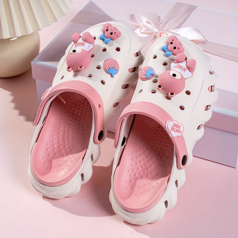 womens cute cartoon decor clogs slip on soft sole platform non slip slides beach summer versatile slides details 0