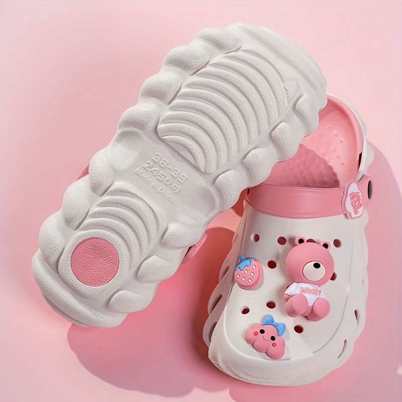 womens cute cartoon decor clogs slip on soft sole platform non slip slides beach summer versatile slides details 5
