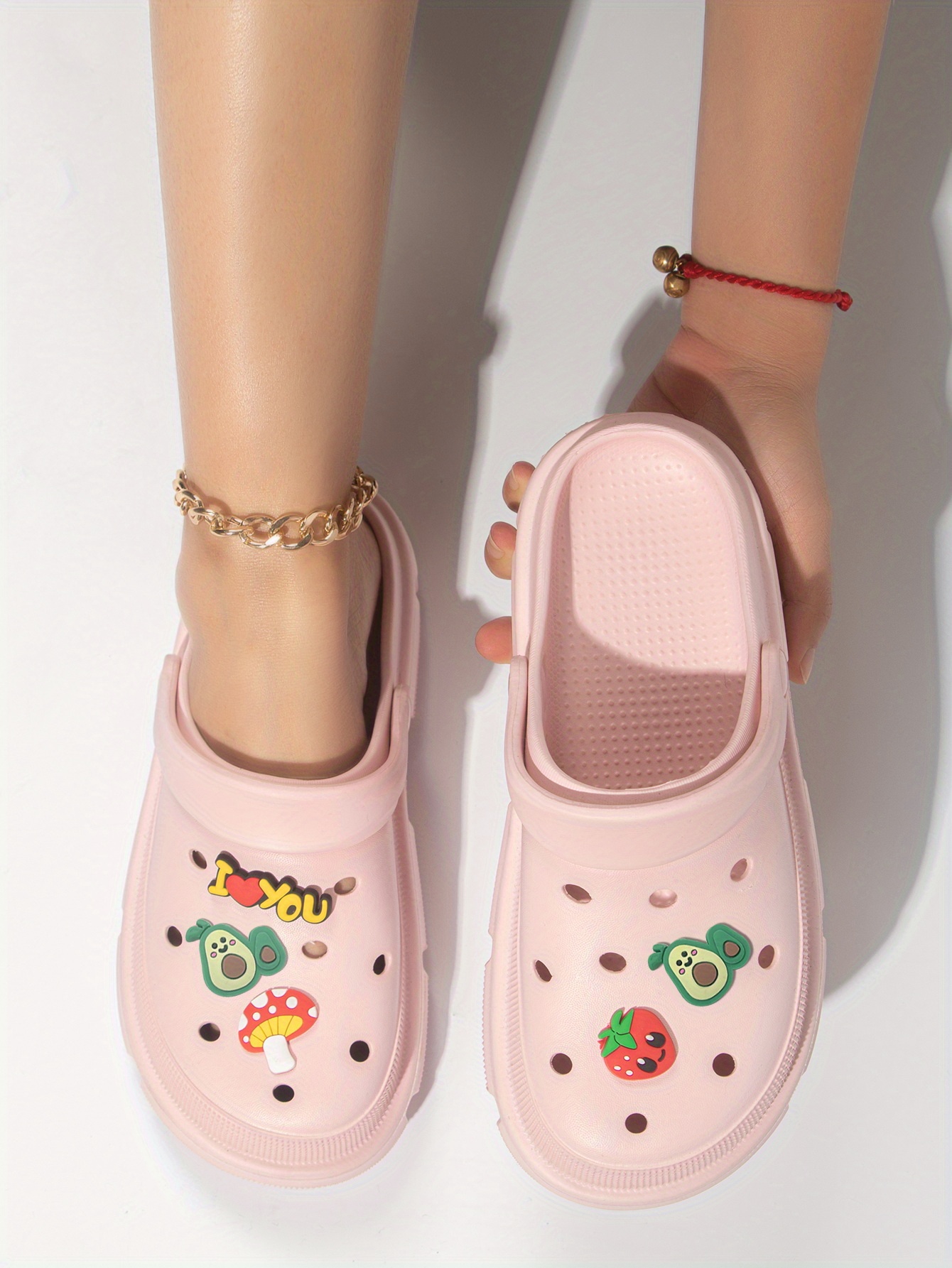 womens avocado strawberry decor clogs casual hollow out design garden shoes lightweight beach shoes details 0