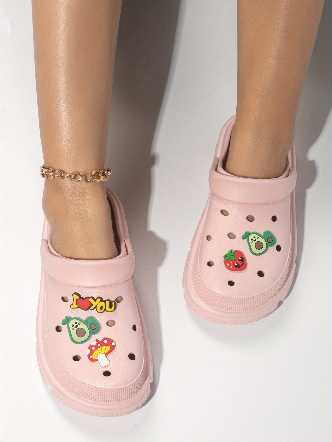 womens avocado strawberry decor clogs casual hollow out design garden shoes lightweight beach shoes details 2